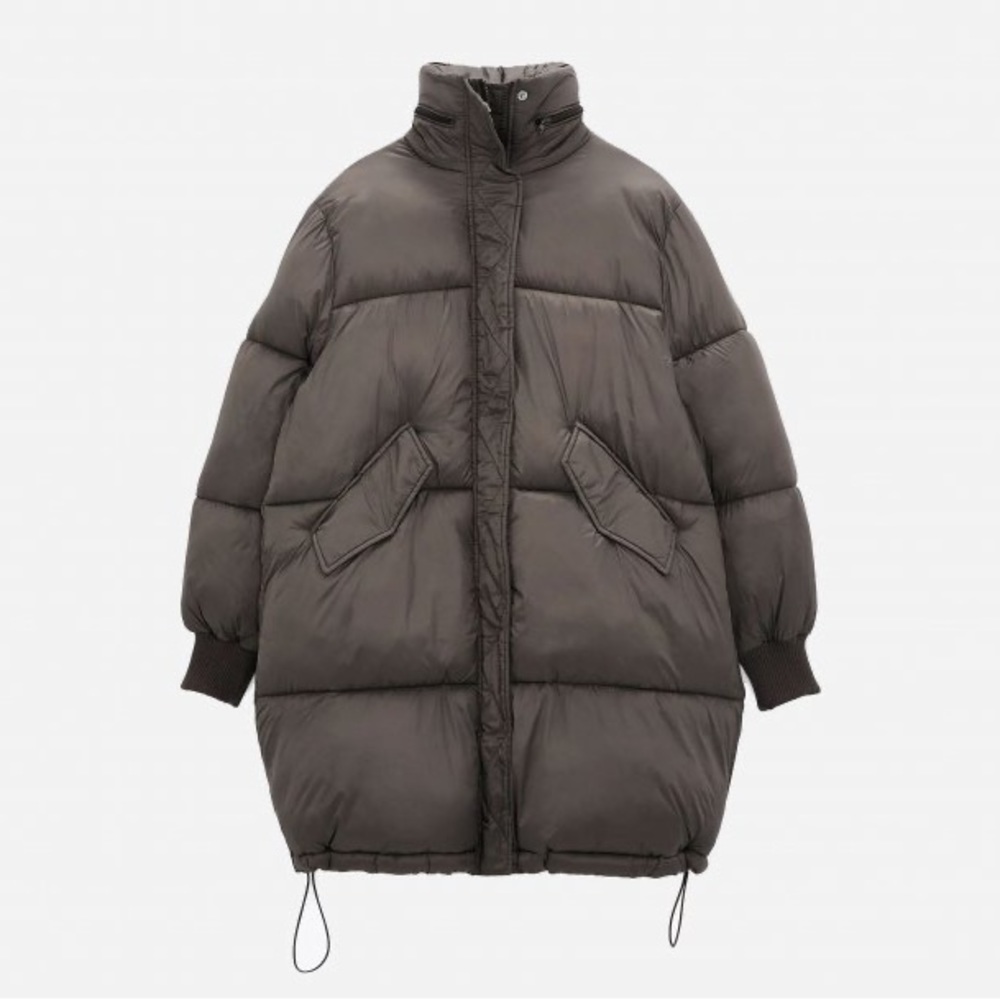 ZARA | Water Repellant Taupe Grey Oversized Women’s Puffer - Picture 4 of 4